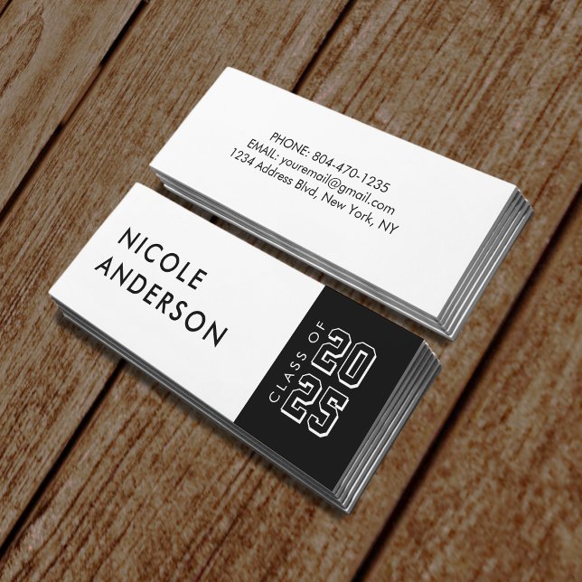 Graduation Class of Contact Info Mini Business Card (Grad Photo Black Graduation Sign
)