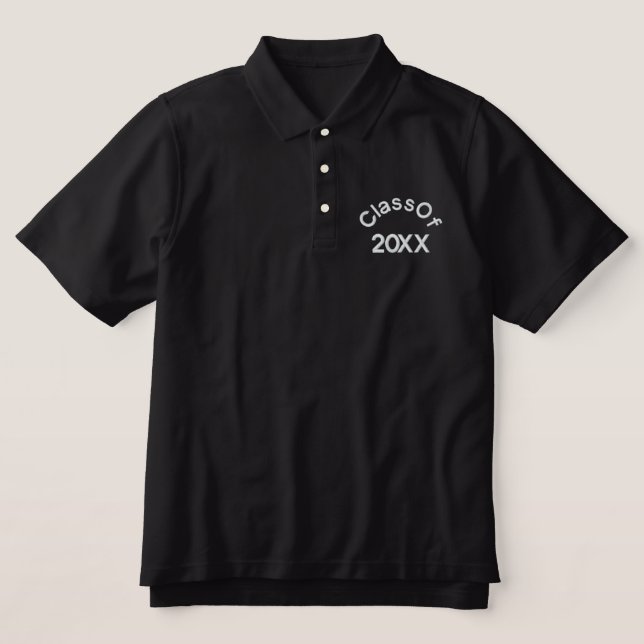 Graduation Class Of Current Year Embroidered Embroidered Polo Shirt (Design Front)