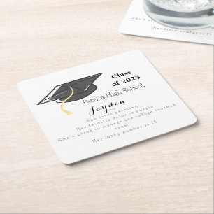 Graduation Class of Custom Fun Facts Square Paper Coaster