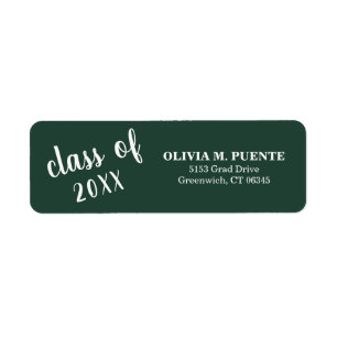 Graduation Class Of Forest Green Return Address Label