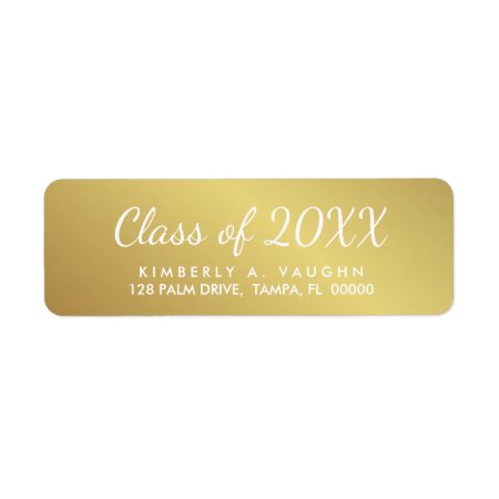 Graduation Class Of Gold Foil Look Return Address Label