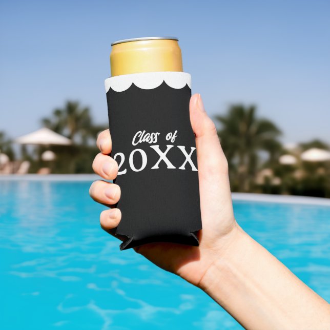 Graduation Class of Personalized Black and White Seltzer Can Cooler (In Situ Pool)