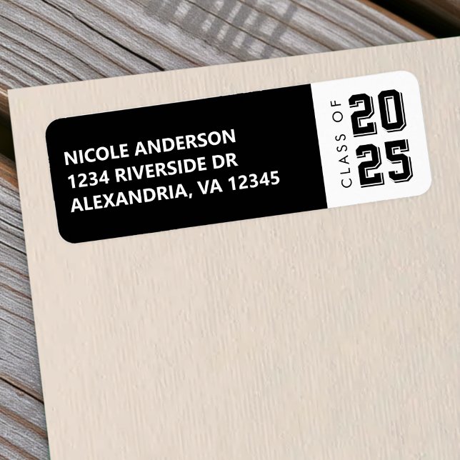 Graduation Class of Year Black Address Label (Graduation Class of Label
)