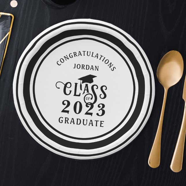 Graduation Class of Year Congrats Custom Color Paper Plates (Creator Uploaded)