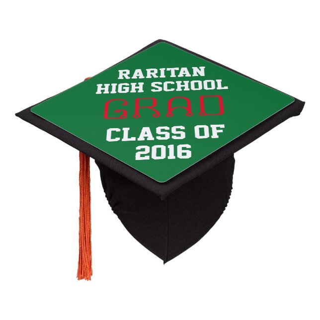 Graduation Class of Year Green Toppers Personalize Graduation Cap Topper (Angled)