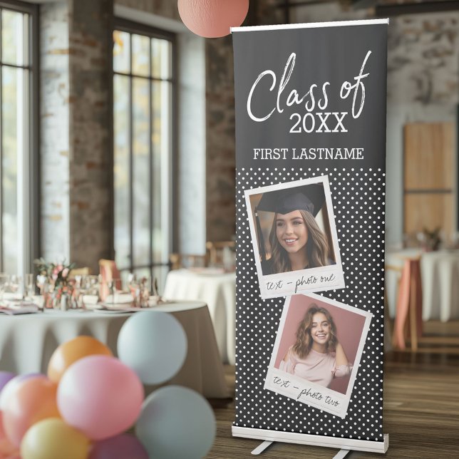 Graduation Class of Year Name - 2 Photo Retractable Banner (Graduation Party Banner with Photos of the Graduate)