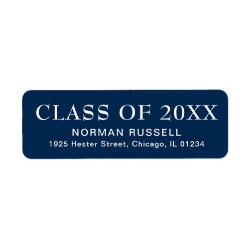 Graduation Class Of Year Navy Blue Return Address Label