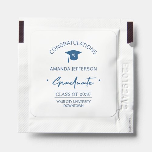 Graduation class of year school elegant blue hand sanitizer packet
