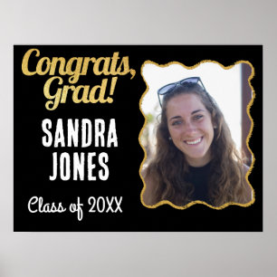 Graduation Class Personalized Name Year Black Gold Poster