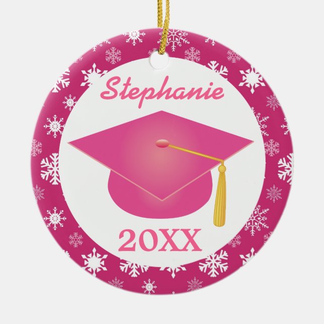Graduation Class Personalized Snowflake Ornament (Front)