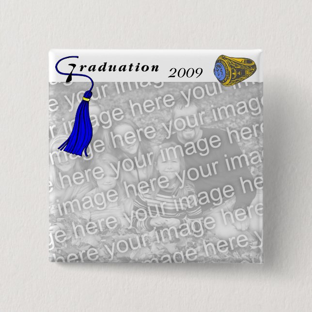 Graduation Class Ring BLUE Button (Front)