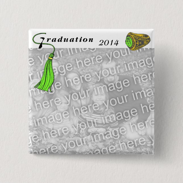 Graduation Class Ring GREEN Button (Front)