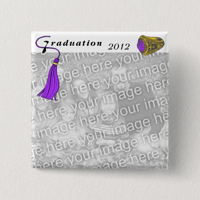 Graduation Class Ring PURPLE Pinback Button (Front)