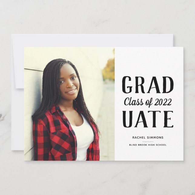 Graduation Class Stacked Modern Type Announcement (Front)