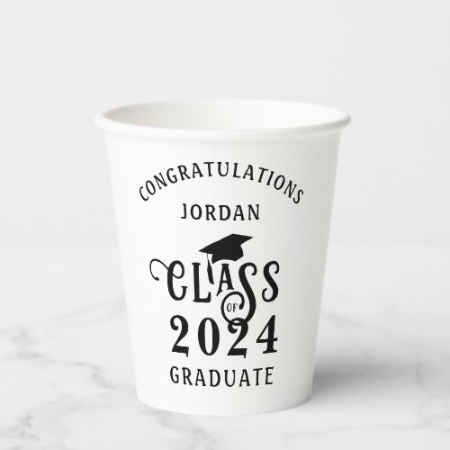 Graduation Class Year Congrats Name Custom Color Paper Cups