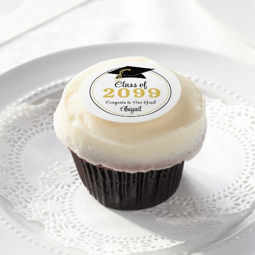Graduation Class Year Custom Color and Text Edible Frosting Rounds