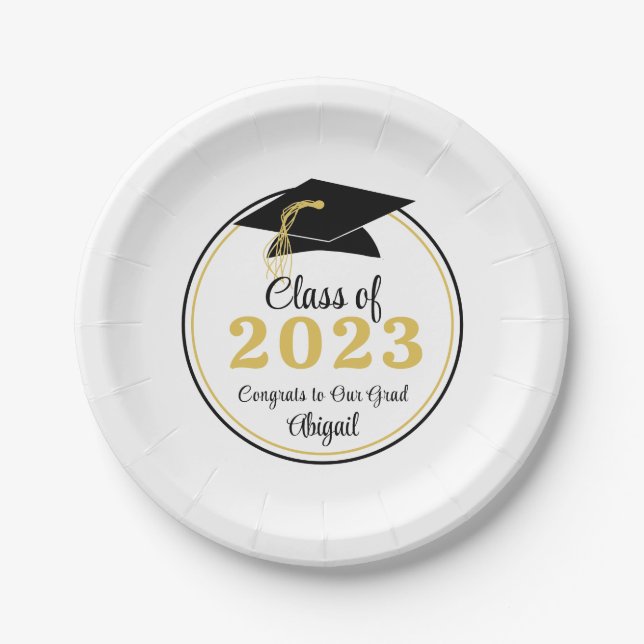 Graduation Class Year Custom Color and Text Paper Plates (Front)