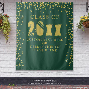 Graduation CLASS YEAR Dark Green Gold Confetti Tapestry