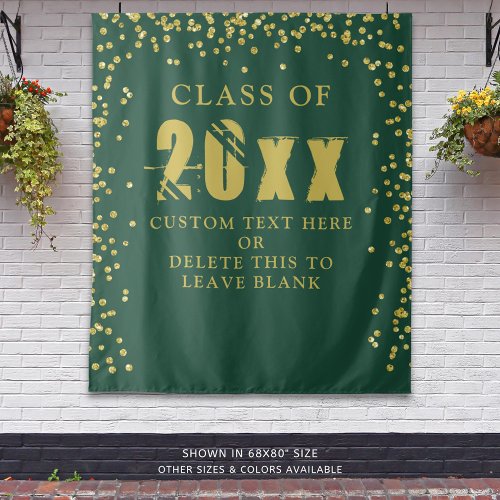 Graduation CLASS YEAR Dark Green Gold Confetti Tapestry