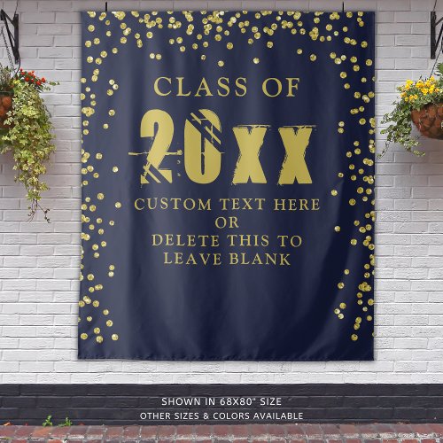 Graduation CLASS YEAR Gold Confetti Navy Blue Tapestry