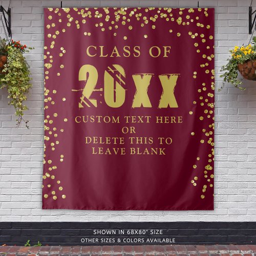 Graduation CLASS YEAR Maroon Gold Confetti Custom Tapestry