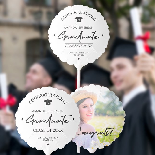 Graduation | Class year name monogram and photo Balloon (Creator Uploaded)