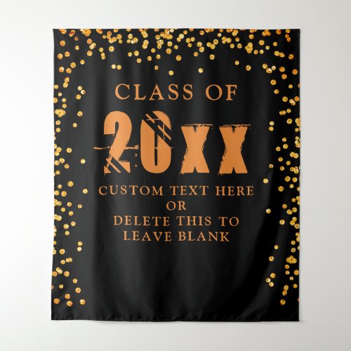 Graduation CLASS YEAR Orange Black Orange Confetti Tapestry