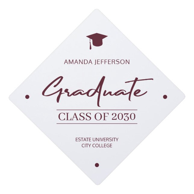Graduation class year school elegant chic script g cap topper (Front)
