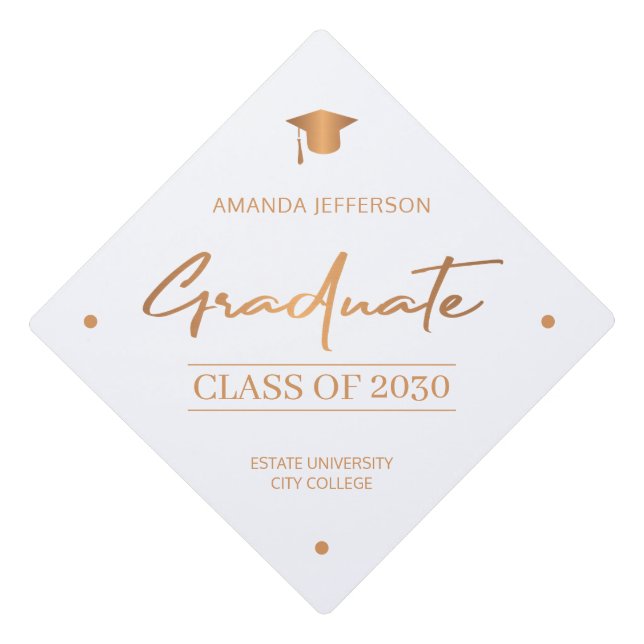 Graduation class year school elegant chic script g cap topper (Front)