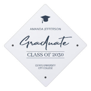 Graduation Class year school elegant trendy script Cap Topper