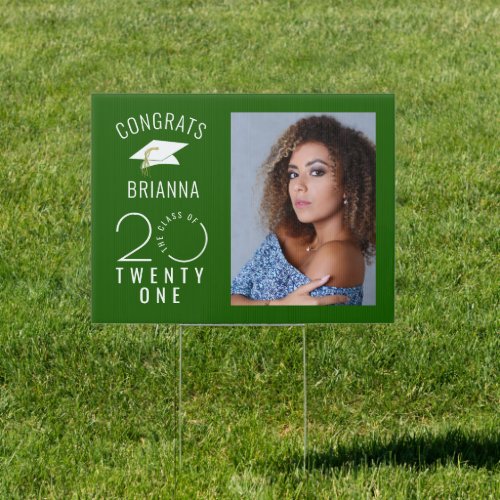 Graduation CLASS Year Typography Photo Green Sign