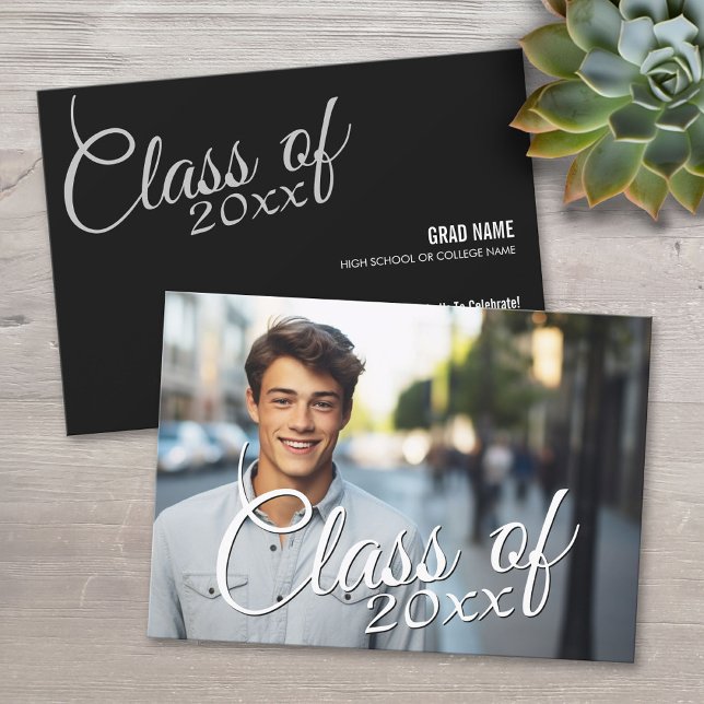 Graduation Classy Script Announcement Party (Classic Graduation Announcement)
