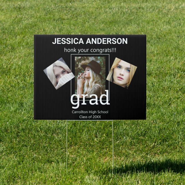 Graduation Collage Photo Black Honk Your Congrats  Sign (Insitu)