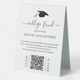 Graduation College Fund with QR Code Table Tent