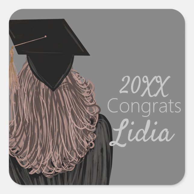 Graduation College Highschool Girl Graduate  Square Sticker (Front)