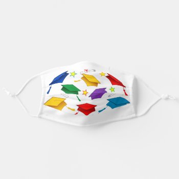 Graduation Colorful Tassel Caps Face Mask by HolidayInk at Zazzle