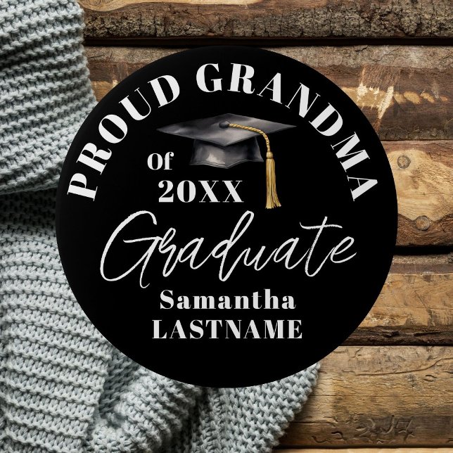 Graduation Commencement Celebration Proud Grandma Button (Creator Uploaded)