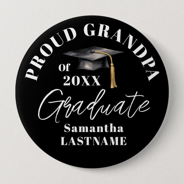 Graduation Commencement Celebration Proud Grandpa Button (Front)