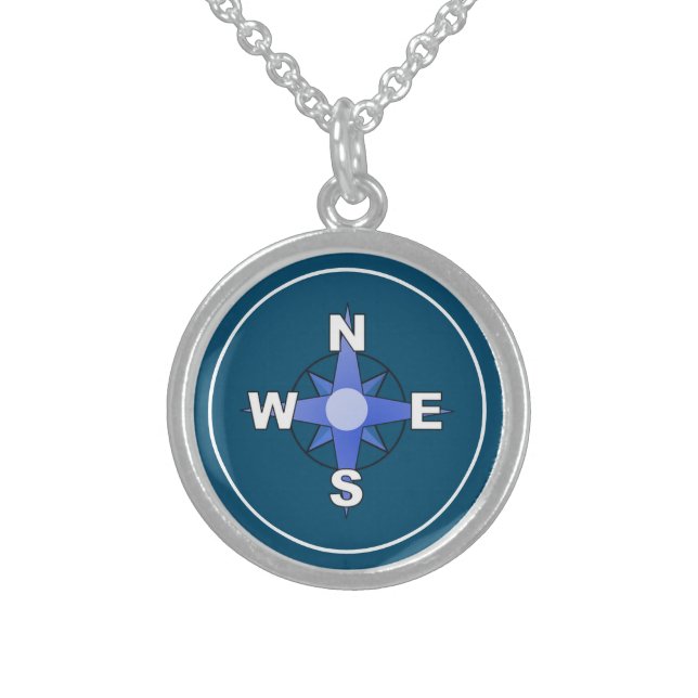 Graduation Compass Woman's Charm Pendant Necklace (Front)