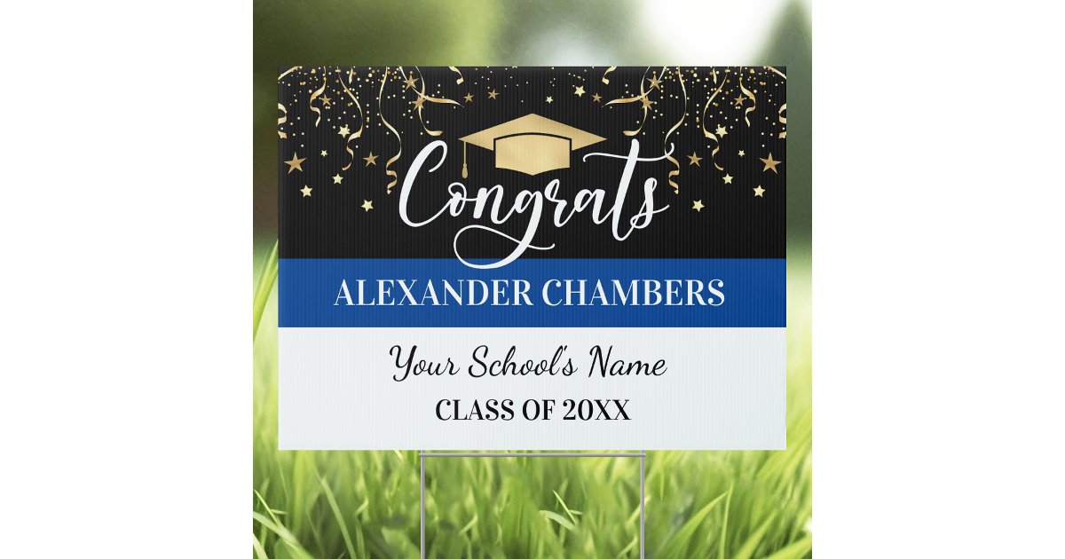 Graduation Confetti Blue Yard Sign | Zazzle