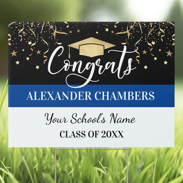 Graduation Confetti Blue Yard Sign (Creator Uploaded)