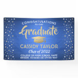Graduation Confetti Brushed Blue Gold and White Banner