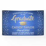 Graduation Confetti Brushed Blue Gold and White Banner Graduation Confetti Brushed Blue Gold and White Banner