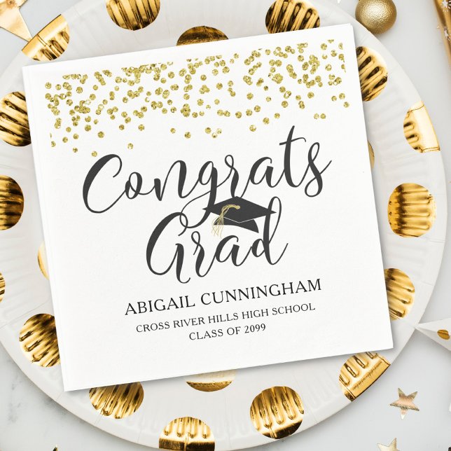 Graduation Confetti CONGRATS GRAD Personalized Napkins (Creator Uploaded)