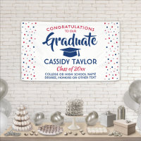Graduation Confetti Modern Red White and Blue