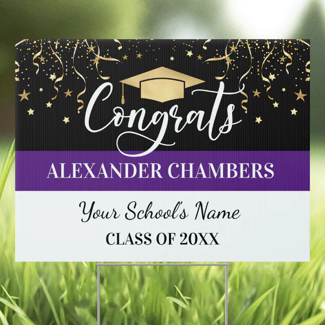 Graduation Confetti Purple Yard Sign | Zazzle