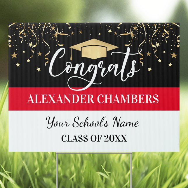 Graduation Confetti Red Yard Sign (Creator Uploaded)