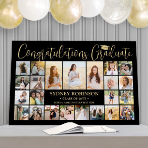 Graduation Congrats 23 Photo Collage Black & Gold Foam Board