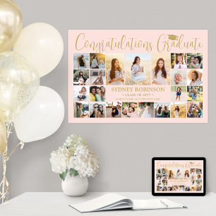 Graduation Congrats 23 Photo Collage Blush & Gold Poster