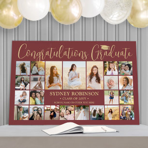 Graduation Congrats 23 Photo Collage Burgundy Gold Foam Board